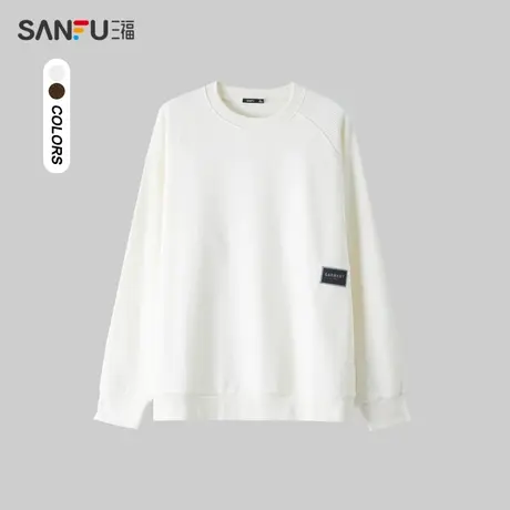 三福2024春季男士插肩袖卫衣 日系户外宽松圆领上衣男482279商品大图