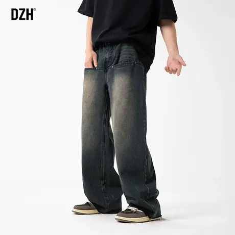 男士黑色牛仔裤男直筒宽松痞帅裤子美式高街休闲裤男款春秋款长裤商品大图