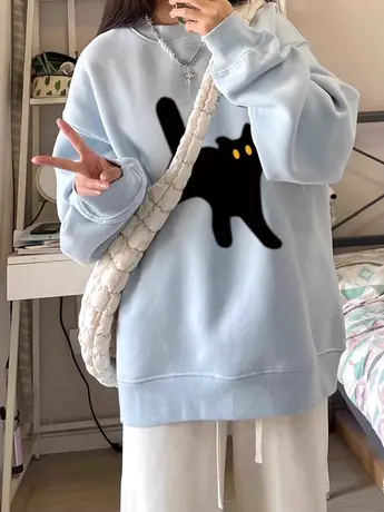 日系小众卫衣女chic慵懒风减龄加绒外套ins潮大码冬季闺蜜装上衣图片