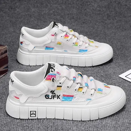 男鞋帆布鞋春夏季透气一脚蹬休闲板鞋男款学生运动小白鞋2024新款图片