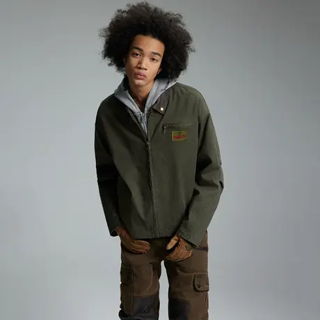 美式复古贴标夹克男外套春秋款2024年新款街头潮牌百搭情侣装上衣商品大图