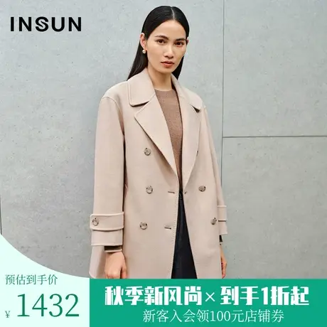 恩裳2022冬时尚保暖羊绒手感100支羊毛通勤毛呢外套商品大图