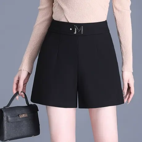 时尚西装短裤秋季女2023新款高腰气质阔腿裤显瘦通勤a字休闲裤子图片