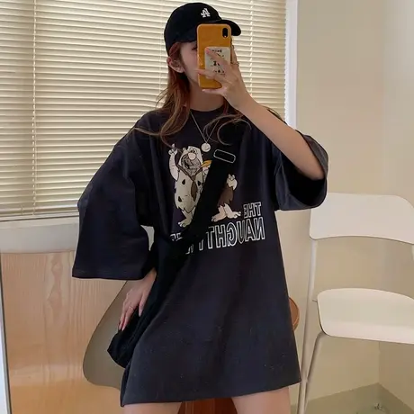 网红ins超火短袖t恤女宽松韩版学生bf慵懒风半袖洋气减龄上衣服潮商品大图