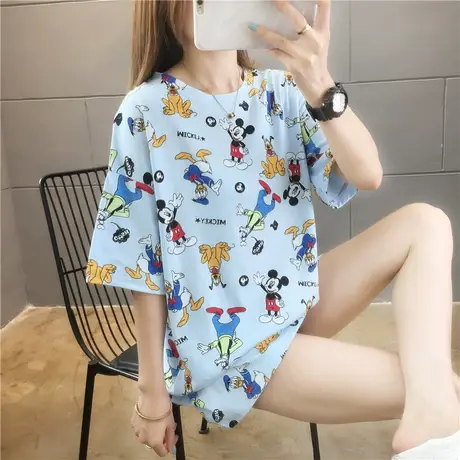 网红短袖t恤女夏韩版宽松超火ins潮学生原宿风穿搭怪味体桖上衣服商品大图