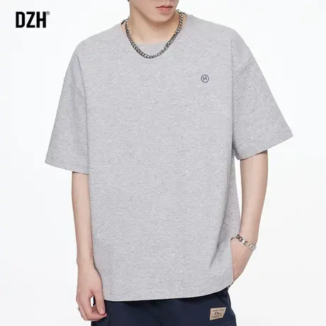 男士简约灰色t恤男夏季宽松重磅短袖男款半袖上衣打底衫2023新款商品大图