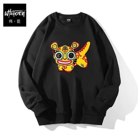 伟臣潮牌大码男装春季新品圆领卫衣胖子加肥加大肥佬春装上衣外套商品大图