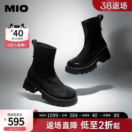 MIO米奥冬季靴子潮流简约个性飒爽瘦瘦靴加绒舒适显高弹力靴女靴商品大图