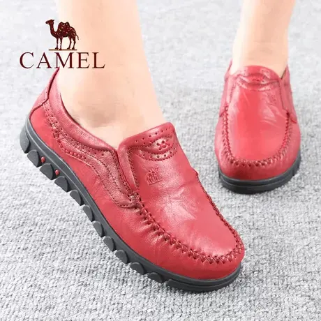 Camel/骆驼女鞋春秋季款品牛皮套脚柔软舒适中年正单休闲妈妈鞋子图片