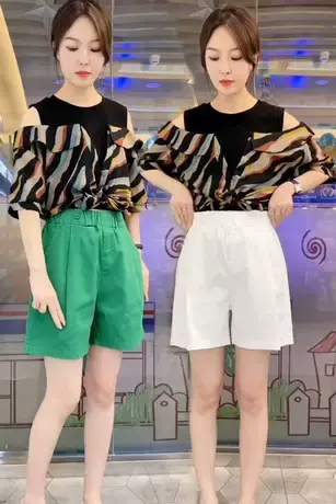 水洗纯色五分裤女夏季薄款短裤新款高腰宽松直筒显瘦休闲阔腿裤潮商品大图