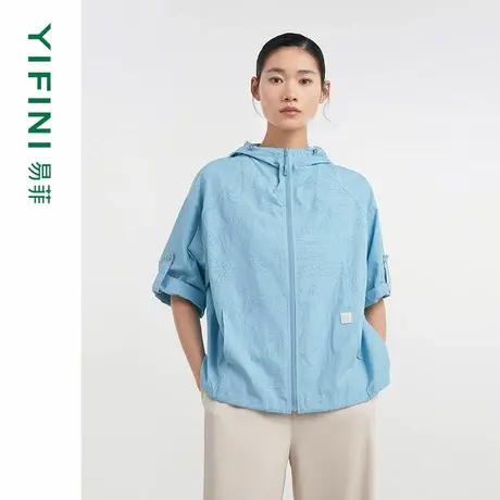 [专柜同款]Yifini/易菲100纯棉百搭通勤时尚宽松短款外套D04T1202图片