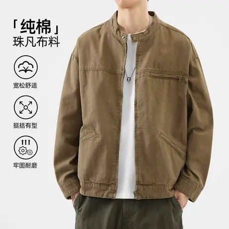 hansca立领工装夹克男士春秋季2025新款美式潮牌痞帅宽松休闲外套图片