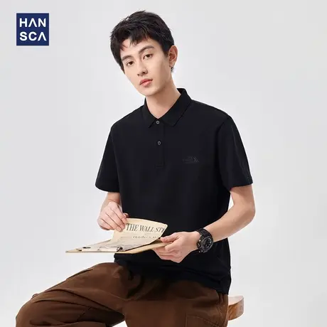Hansca210g玉蚕丝朱地POLO短袖男士2025夏季新款轻薄透气宽松T恤商品大图