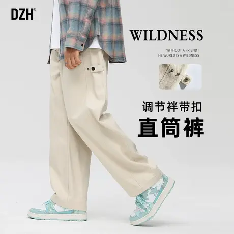 男生米白色纯棉裤子男款美式高街春秋休闲裤宽松2025新款长裤百搭商品大图