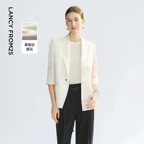 【兰亭叙】朗姿桑蚕丝西服外套气质2025年夏季新款新中式盘扣西装图片