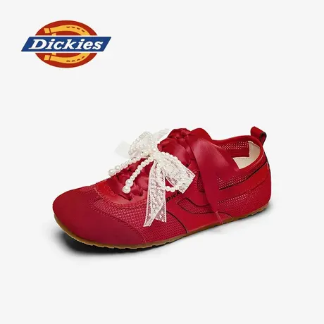 Dickies红色德训鞋女芭蕾风休闲鞋2025新款夏季女鞋透气网面单鞋商品大图