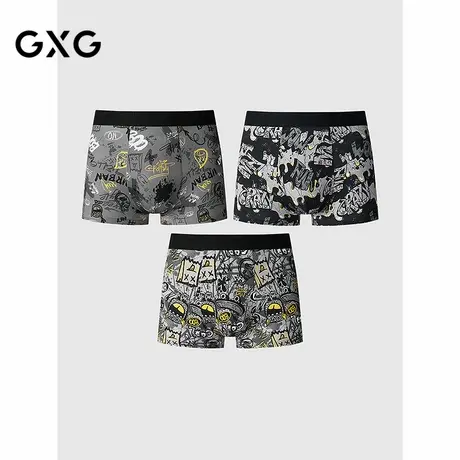 GXG男士内裤 莫代尔棉质灰色搞怪涂鸦印花内裤男 25年春夏新品商品大图