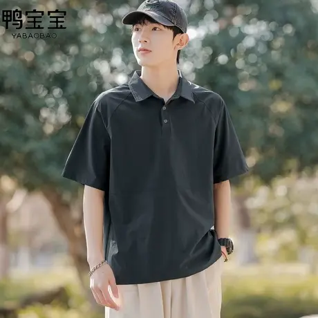 YBB/鸭宝宝简约黑色POLO衫短袖品牌商品大图