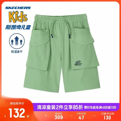 Skechers斯凯奇童装男童针织短裤儿童夏季户外运动裤时尚休闲裤子商品大图