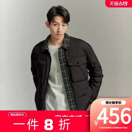 【新款】GXG男装 撞色小香风轻薄翻领羽绒服外套男冬新品图片