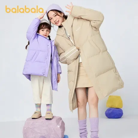 巴拉巴拉羽绒服冬长款连帽外套男童女童保暖中大童亲子款时尚潮酷商品大图