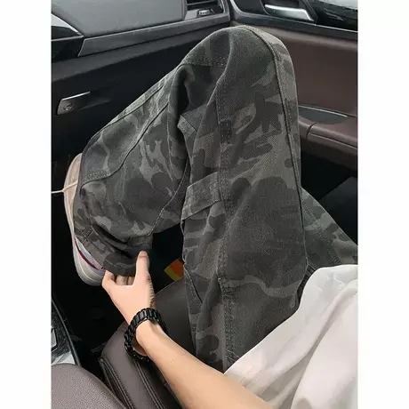 cleanfit迷彩工装裤男款秋季美式复古vibe伐木裤子直筒微喇牛仔裤商品大图