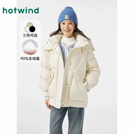 热风中长款羽绒服2024年冬季新款户外时尚加厚保暖连帽羽绒服女款商品大图