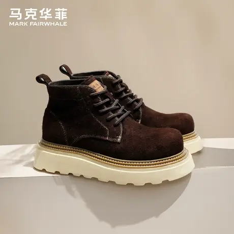 马克华菲马丁靴男英伦风大头靴子2025新款男士工装靴厚底真皮短靴商品大图
