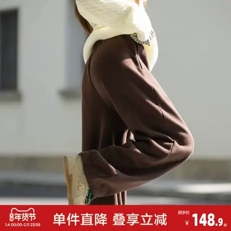 唐狮2026秋冬季女宽松休闲净色长裤加绒休闲裤直筒裤百搭女裤潮流商品大图