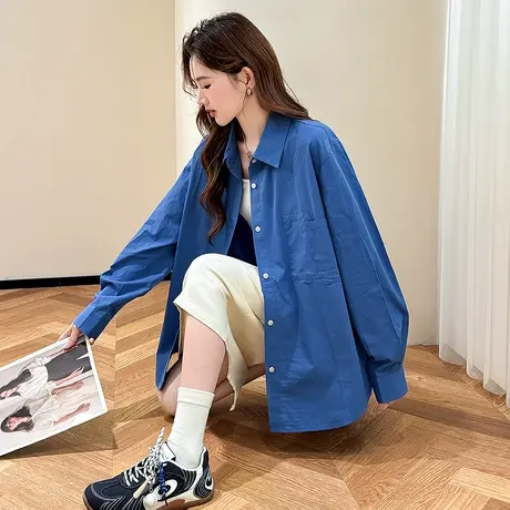 唐狮秋季衬衫女新款长袖简约纯色时尚流行百搭高级感上衣BLTM图片