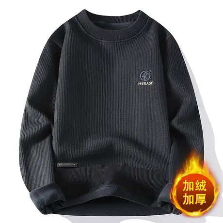 雪尼尔加绒加厚卫衣男士秋冬季新款保暖内搭打底衫圆领羊毛毛衣男图片