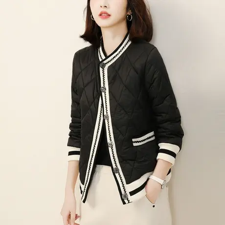 新品8.5折】高级感撞色棉衣棉服女短款夹棉袄棒球服外套图片