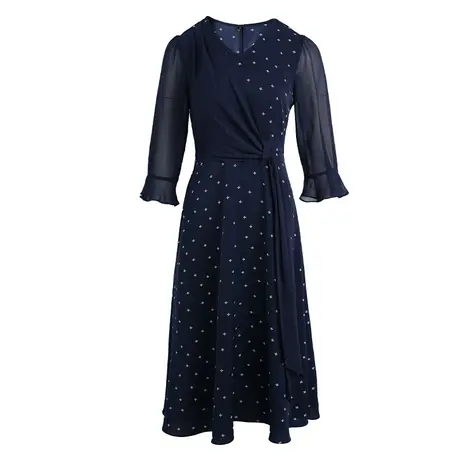 爱朴【直播专享】大码2023夏季胖mm气质V领中长款微胖连衣裙商品大图