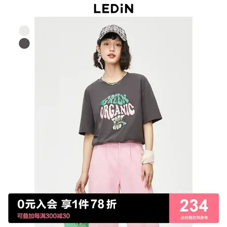 【汗水拜拜】乐町短款卡通印花T恤女23年新款宽松短袖C3DAD2303商品大图