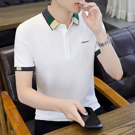 青年爸爸装短袖翻领Polo衫男2023夏季新款半袖T恤打底衫百搭男装商品大图