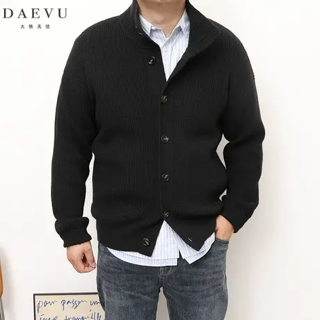 DAEVU秋冬新款复古潮胖子大号加肥加大码男士短款开衫毛衣外套商品大图