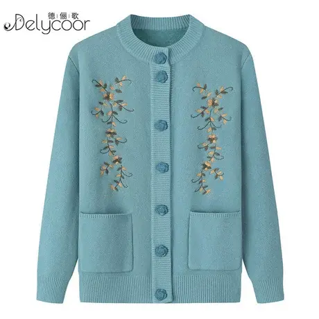 中老年春秋外套妈妈加绒加厚毛衣奶奶开衫大码女装老人新款上衣冬图片