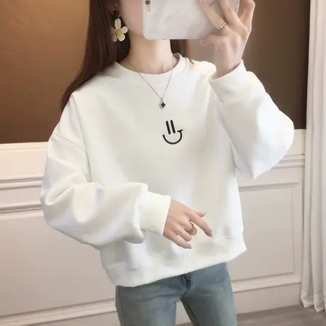 白色卫衣女2023新款爆款洋气国风卫衣女款时尚洋气上衣女秋冬加厚商品大图