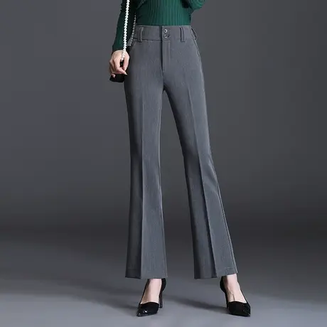 灰色西裤喇叭裤女裤春季2023新款高腰垂感显瘦长裤休闲通勤西装裤商品大图