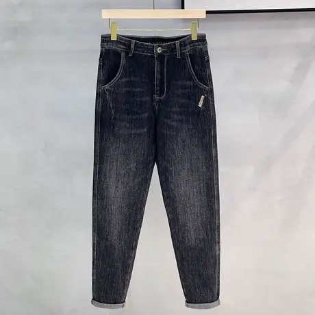 牛仔裤男士2023秋季新款潮牌宽松直筒锥形裤潮流黑色休闲长裤子男图片