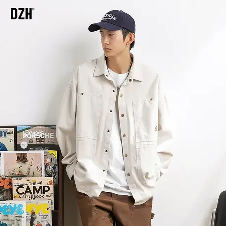 男士日系纯棉衬衫男长袖秋季高级感2024新款休闲外套宽松白色衬衣商品大图