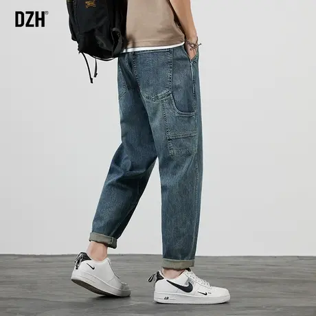 男士卷边直筒牛仔裤男春夏潮牌男裤2023新款休闲百搭裤子美式高街商品大图