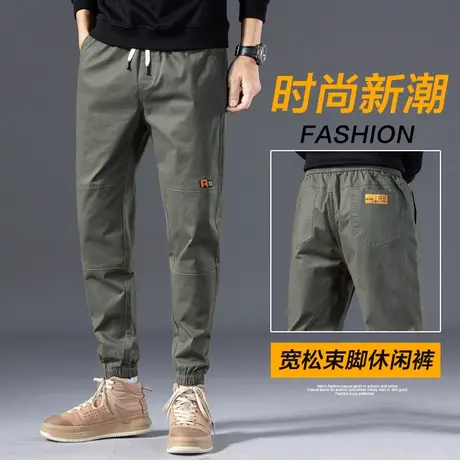 秋冬季军绿色工装裤男士宽松休闲裤子男裤青少年加绒加厚潮牌冬裤图片