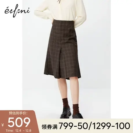 【商场同款】伊芙丽半身裙冬冬女中长款高腰格子包臀裙1BA142601图片