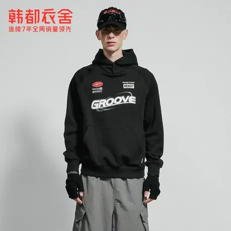 韩都衣舍2024春季新款男女同款美式复古宽松休闲卫衣NZZ0833商品大图