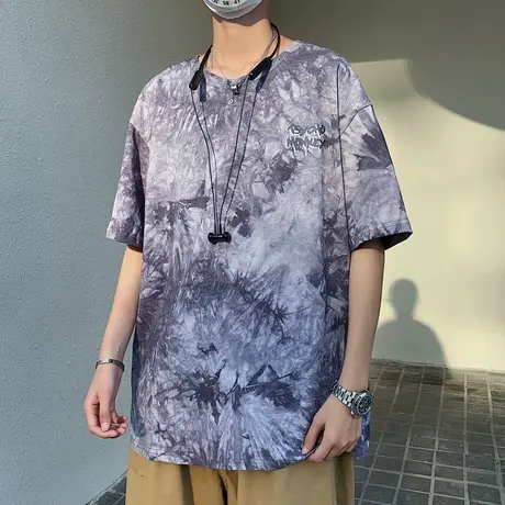 夏季男士短袖t恤潮牌宽松休闲体恤韩版情侣半袖ins港风打底上衣服商品大图