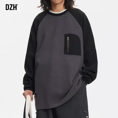 男士插肩袖卫衣男潮牌休闲内搭打底衫2024年春季新款衣服圆领上衣商品大图