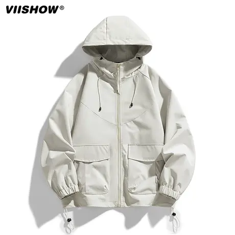 VIISHOW冲锋外套男春秋季连帽工装夹克2024新潮牌宽松秋装上衣商品大图