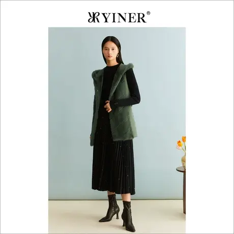 YINER音儿女装冬季女装绒暖水貂毛皮真皮皮草小马甲图片