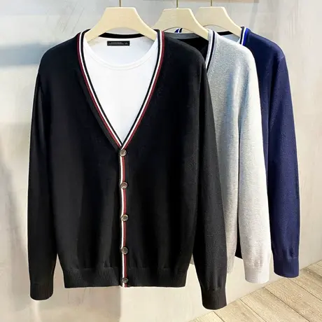 2023春秋季针织开衫男宽松韩版潮流外穿毛衣针织衫薄款男士外套商品大图